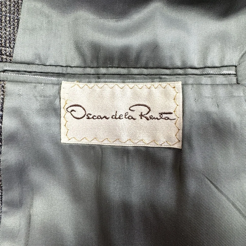 VTG Oscar de la Renta Glen Plaid Blazer 40R‎ Sport Coat Union Made In USA Wool